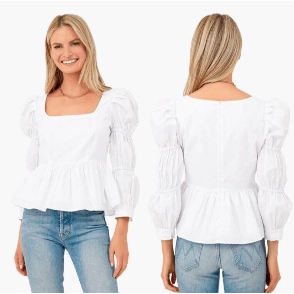 Tuckernuck Hyacinth House Women’s L Clemons Blouse White Boho Cottagecore Flirty - Picture 3 of 13